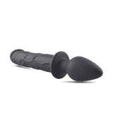 Dettaglio profilo toy anale doppio uso in silicone nero vellutato