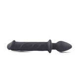 Doppio uso dildo e plug anale in silicone nero con texture ondulata