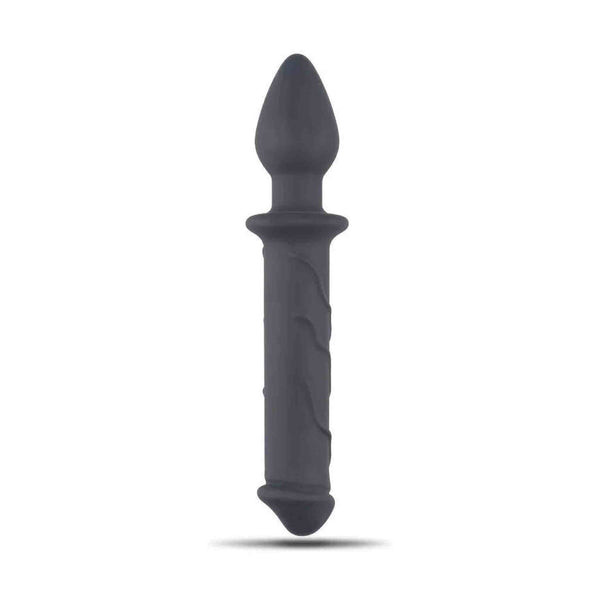 Plug anale nero in silicone morbido con base a anello di sicurezza