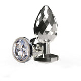 Plug anale Disco Diamond vetro facettato vista laterale cristallo base