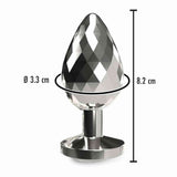 Plug anale Disco Diamond vetro Ø 3,3 cm altezza 8,2 cm misure dettagli