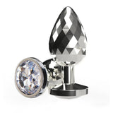 Profilo laterale plug anale Disco Diamond vetro facettato base argento