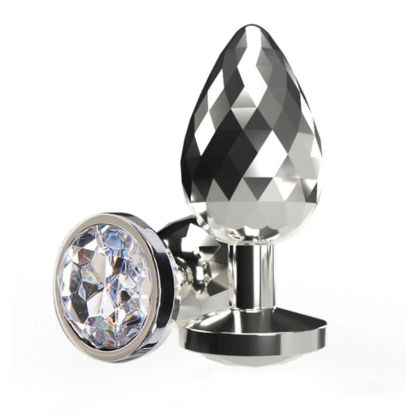 Profilo laterale plug anale Disco Diamond vetro facettato base argento