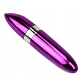 Vibratore rossetto viola interamente metallico con forma affusolata