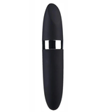 Vibratore cilindrico nero opaco con fascia centrale in metallo argentato