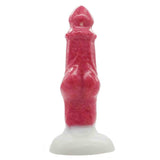Dildo silicone rosa acceso con base bianca e protuberanza centrale