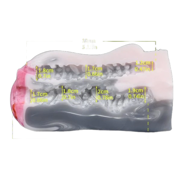 Dimensioni interne ed esterne Dolfin masturbatore silicone texture ondulata