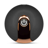 Telecomando circolare nero per ovetto vibrante con pulsante illuminato e bordo dorato