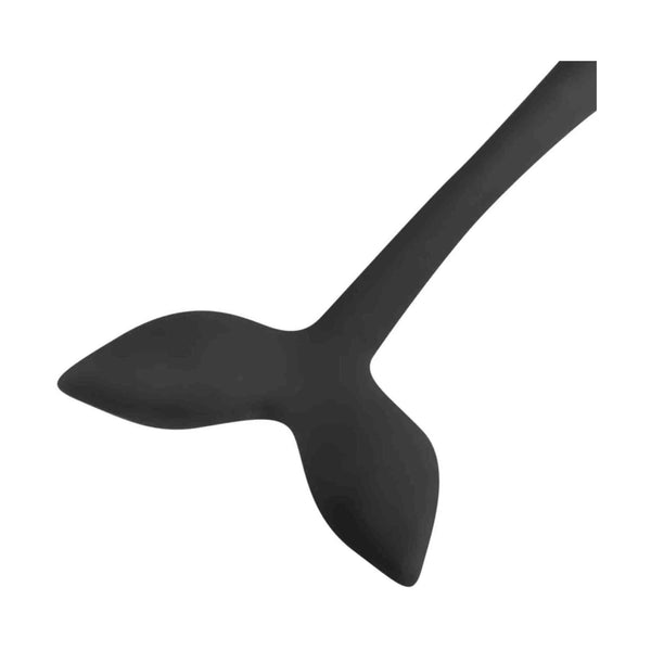 Dettaglio punta ovetto vibrante nero a coda di balena in silicone opaco