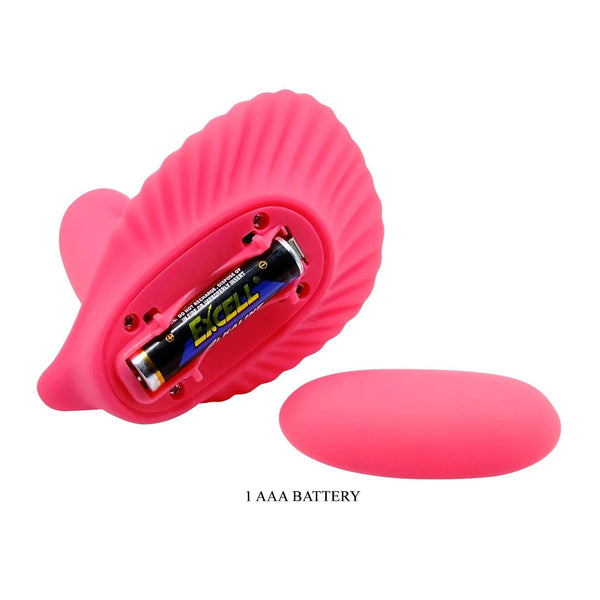 Doppio stimolatore vaginale rosa in silicone con batteria AAA e coperchio rimovibile