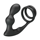 Stimolatore doppio nero in silicone opaco con texture a rilievo