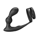 Stimolatore intimo nero a doppia testa con anello a due cerchi