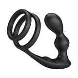 Stimolatore anale e anello penieno nero in silicone con forma ergonomica