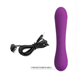 Vibratore rabbit viola ricaricabile USB con cavo incluso e certificazione