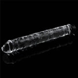Dildo trasparente TPE a doppia estremità 12 pollici con texture scolpita realistica