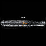 Doppio dildo trasparente TPE 30 cm con texture venosa e simmetria anatomica