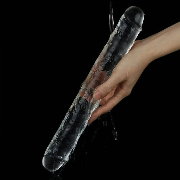 Dildo trasparente TPE lavabile sotto acqua che mostra flessibilità e trasparenza