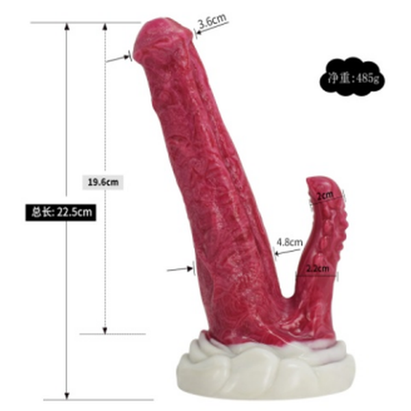 Dildo mostro rosso scuro Dragon Horse Divine Beast con base bianca a nuvola e texture muscolare