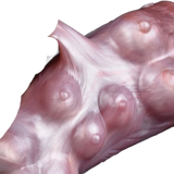 Dettaglio superficie silicone liquido rosa pallido con protuberanze sferiche simili a capezzoli