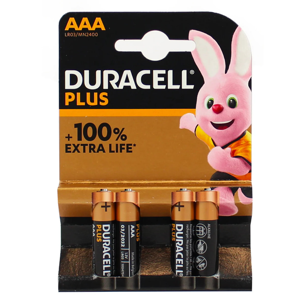 Duracell Plus AAA Batterie Mini Stilo Alcaline 1.5V LR06 MN2400 - Confezione da 4 pezzi