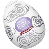 Tenga EGG Cloudy masturbatore ovale bianco con etichetta viola e fascia rossa Stronger