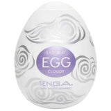 Tenga EGG Cloudy masturbatore ovale bianco frontale con etichetta viola Easy Beat