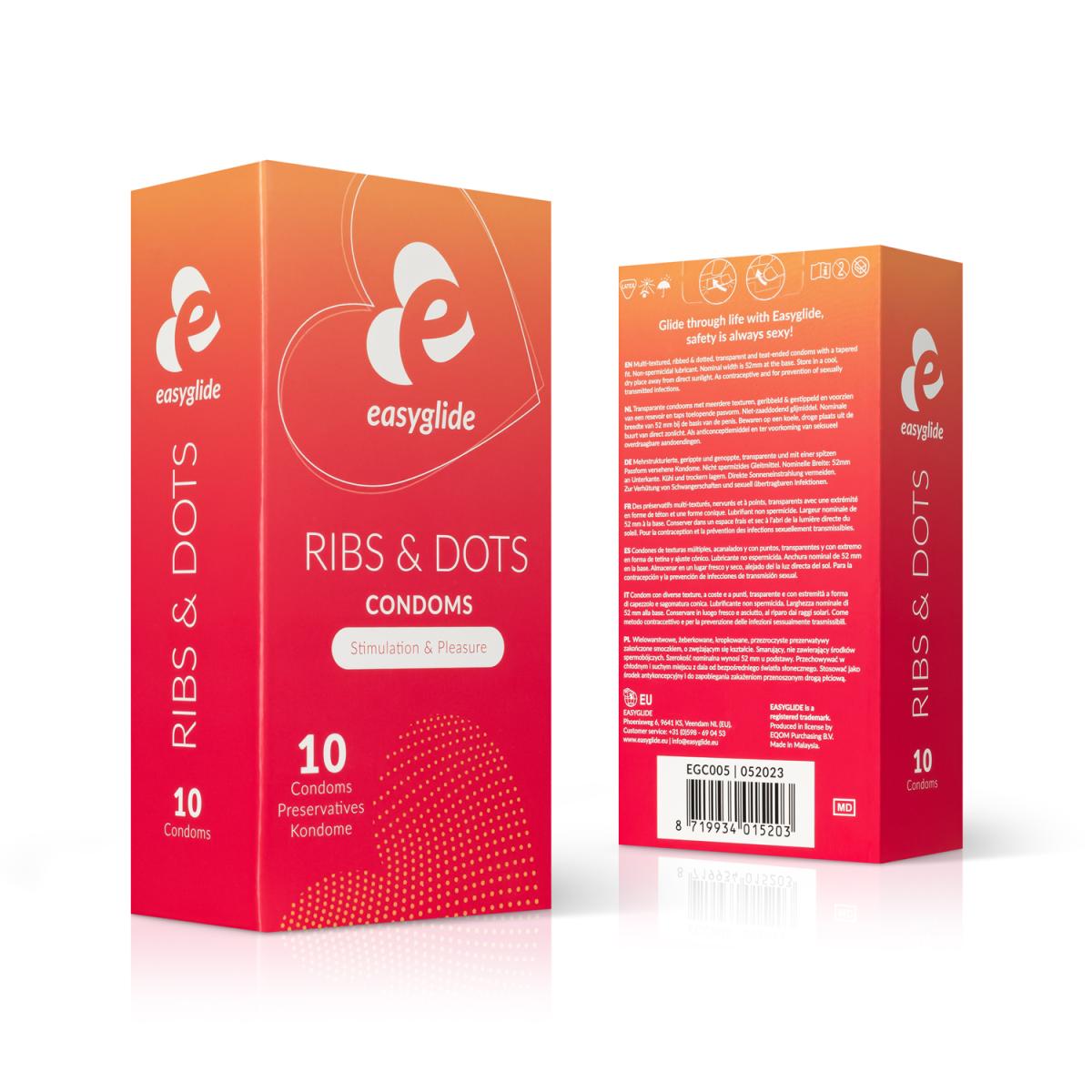 EasyGlide - Ribs and Dots Condoms - 10 pieces