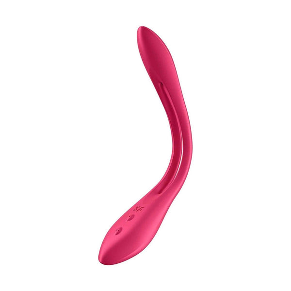 Vibratore Elastic Joy rosso in diagonale con curvatura accentuata verso l'alto
