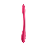 Vibratore rosso Satisfyer Elastic Joy con forma ergonomica curva su sfondo bianco
