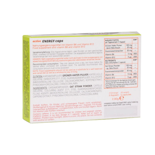 Ero Men Energy Caps confezione da 5 con ingredienti e tabella nutrizionale