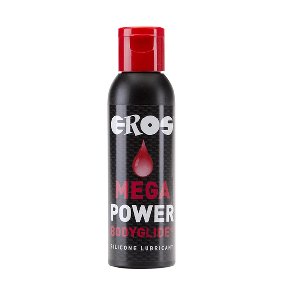 Lubrificante anale Eros Power Glide a base siliconica bottiglia nera con tappo rosso