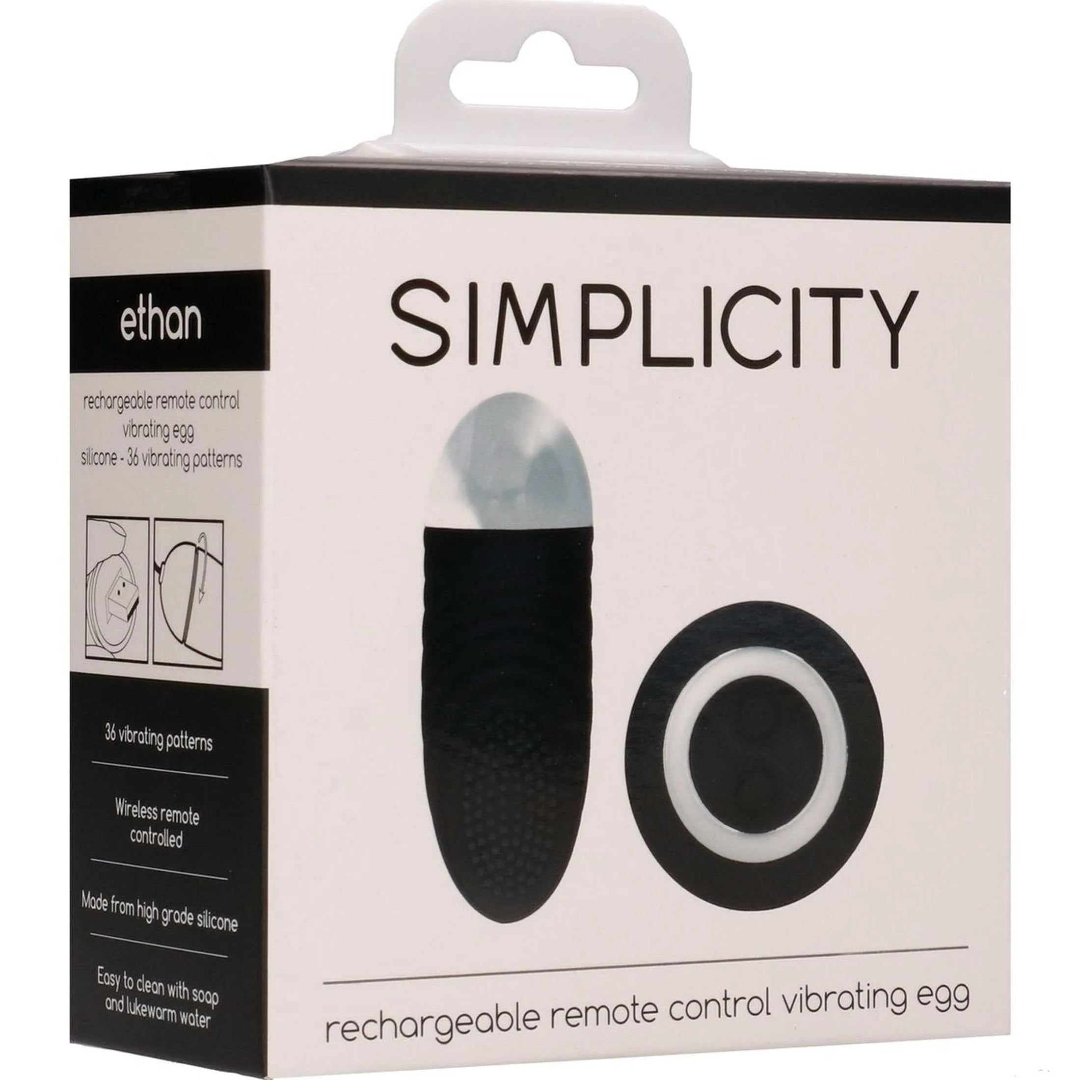 Ethan - Rechargeable Remote Control Vibrating Egg - Black