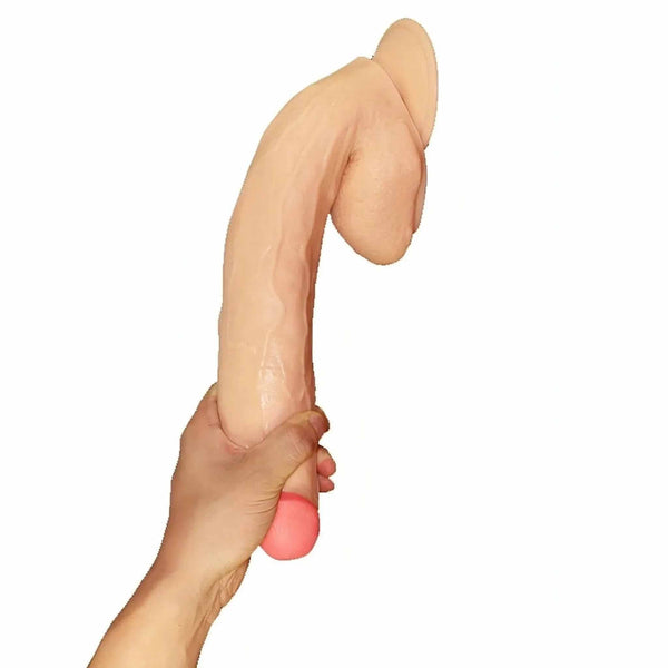 Fallo Maxi 11″ realistico con testicoli e ventosa - 30 cm lungo Ø 6 cm , Rosa Carne