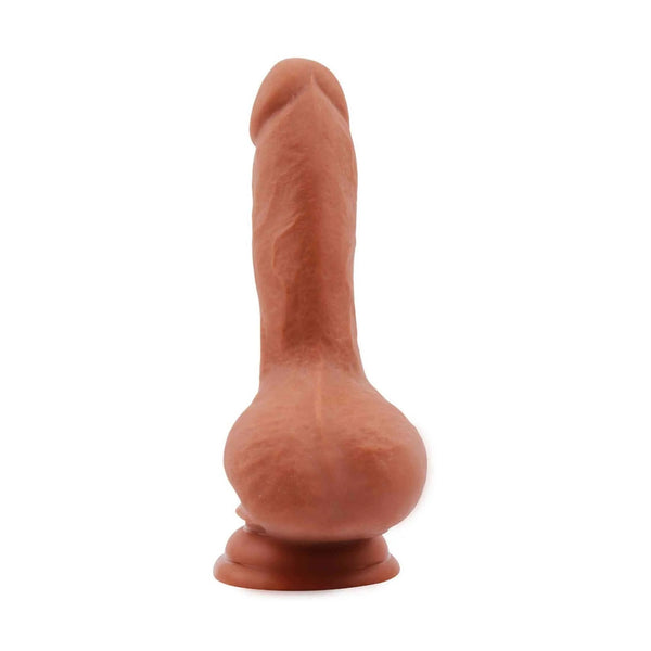 Dildo realistico marrone chiaro con ventosa e testicoli integrati