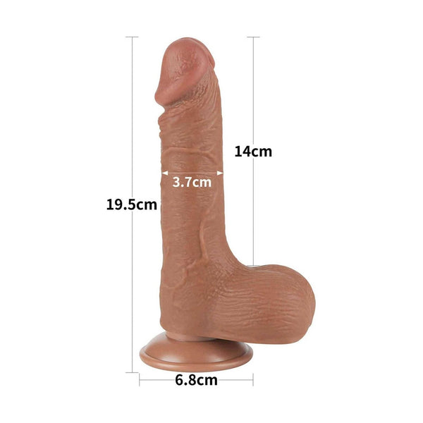 Misure complete dildo realistico 19.5 cm con finitura pelle marrone