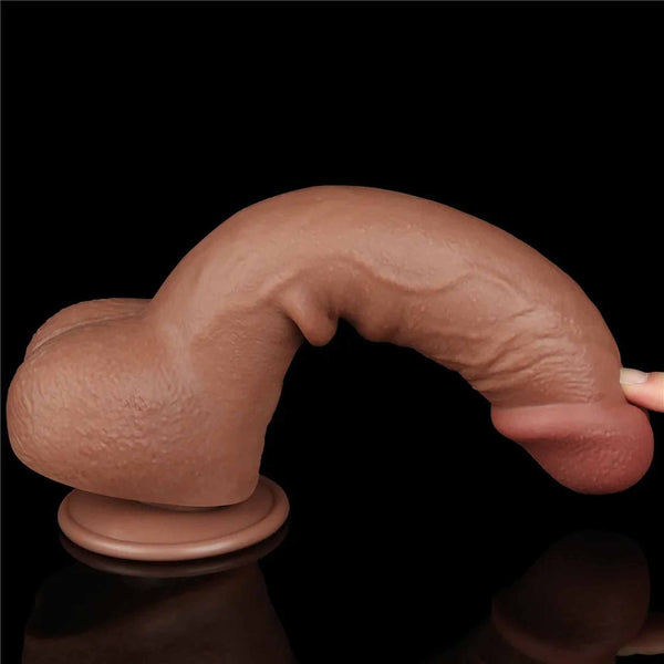 Dildo marrone chiaro curvatura naturale punta testurizzata