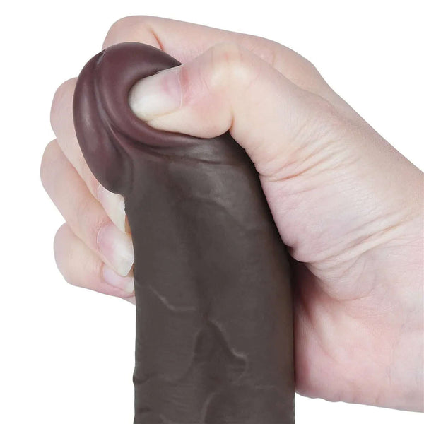 Fallo Nero Super Realistico con Pelle Scorrevole come un Membro Vero - 7.5″
