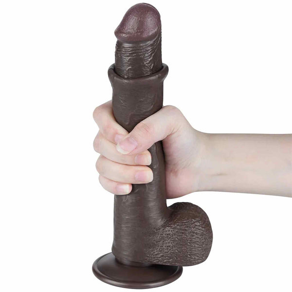 Fallo Nero Super Realistico con Pelle Scorrevole come un Membro Vero - 9″