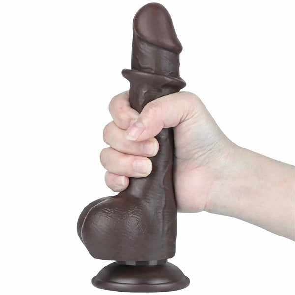 Fallo Nero Super Realistico con Pelle Scorrevole come un Membro Vero - 7.5″