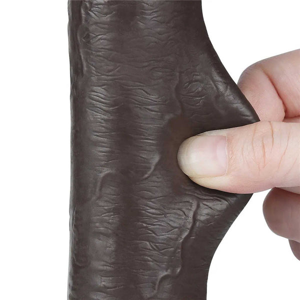 Fallo Nero Super Realistico con Pelle Scorrevole come un Membro Vero - 9″