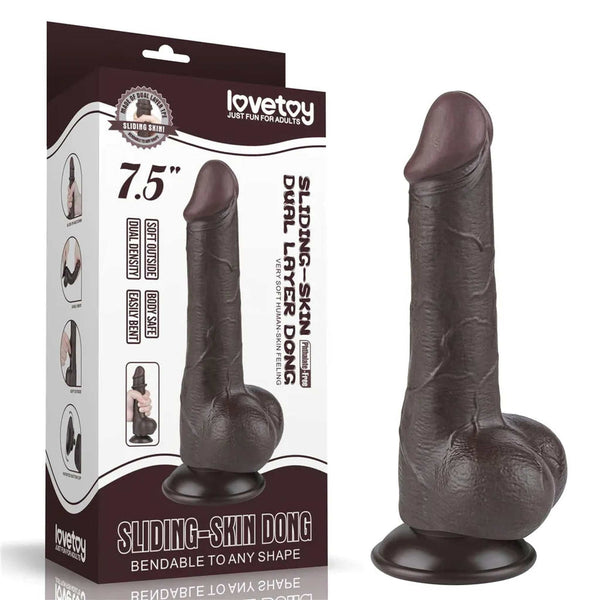 Fallo Nero Super Realistico con Pelle Scorrevole come un Membro Vero - 7.5″