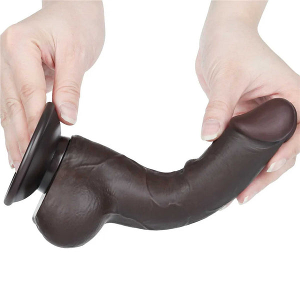 Fallo Nero Super Realistico con Pelle Scorrevole come un Membro Vero - 7.5″