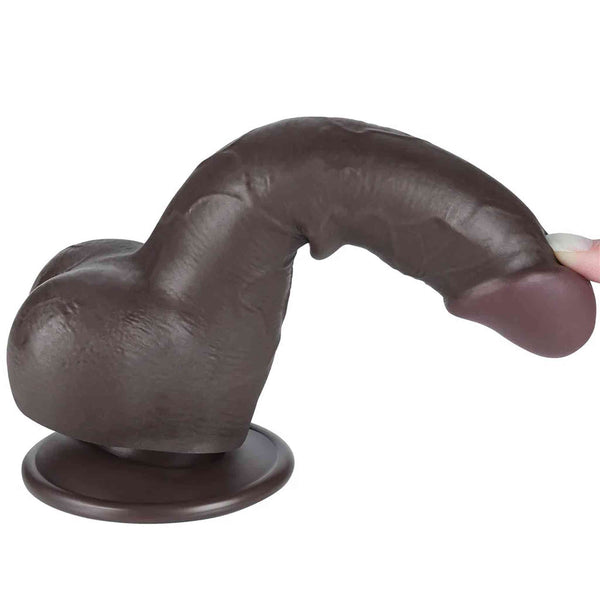 Fallo Nero Super Realistico con Pelle Scorrevole come un Membro Vero - 7.5″