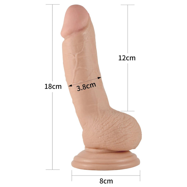 Fallo Realistico Con Testicoli e Ventosa 7″ Rosa Carne