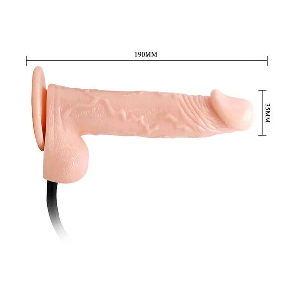 Vista laterale dildo gonfiabile 190mm con texture venature e cavo