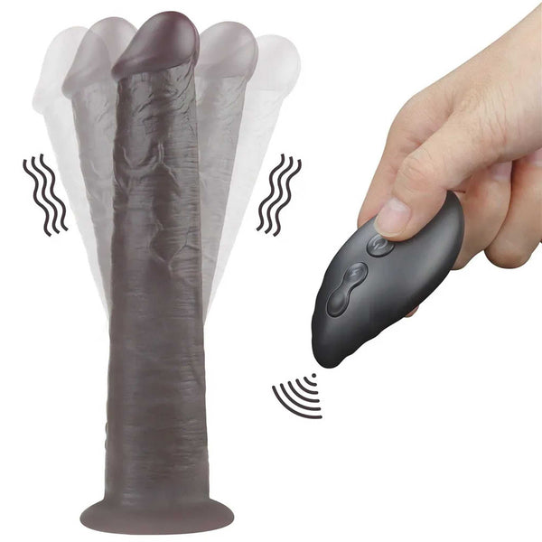 Fallo Realistico Vibrante e Roteante Con Ventosa e Telecomando Wireless 10″ Nero