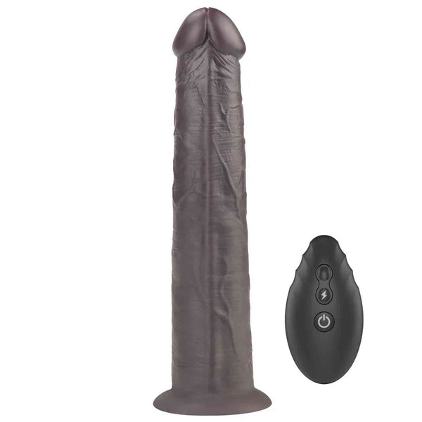 Fallo Realistico Vibrante e Roteante Con Ventosa e Telecomando Wireless 10″ Nero
