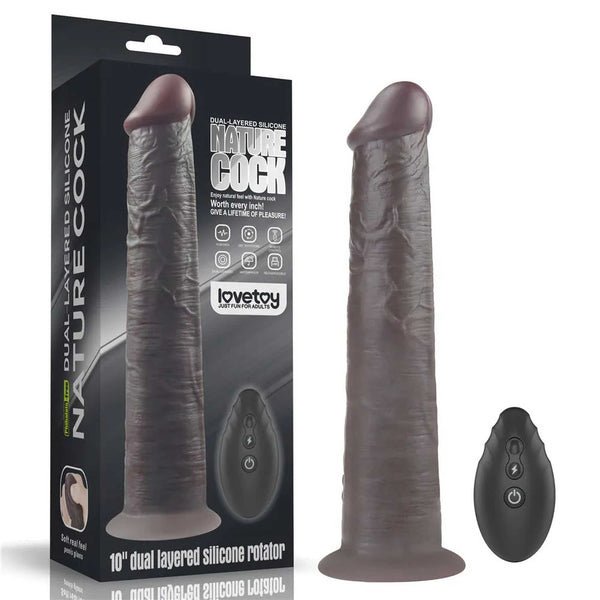 Fallo Realistico Vibrante e Roteante Con Ventosa e Telecomando Wireless 10″ Nero
