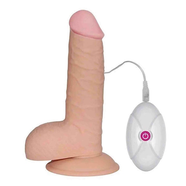 Fallo Realistico con Ventosa 100% Ultra Soft, Vibrazione comandata con telecomando - 7.5″ Rosa Carne