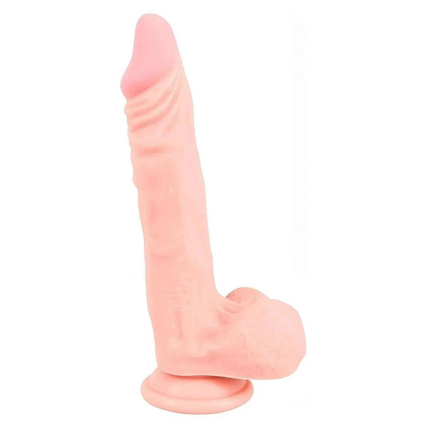 Profilo fallo realistico silicone medico rosa carne superficie morbida e venature